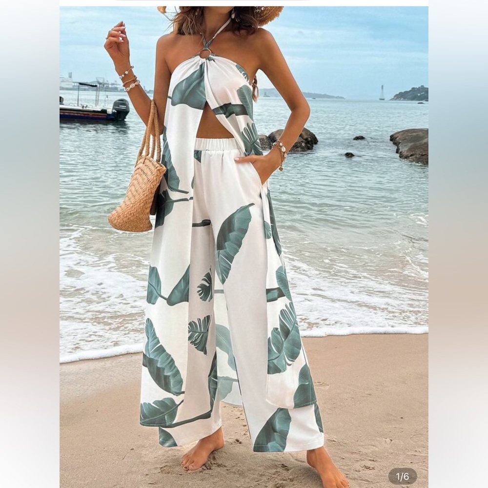 SHEIN Green A-line Wrap Tunic